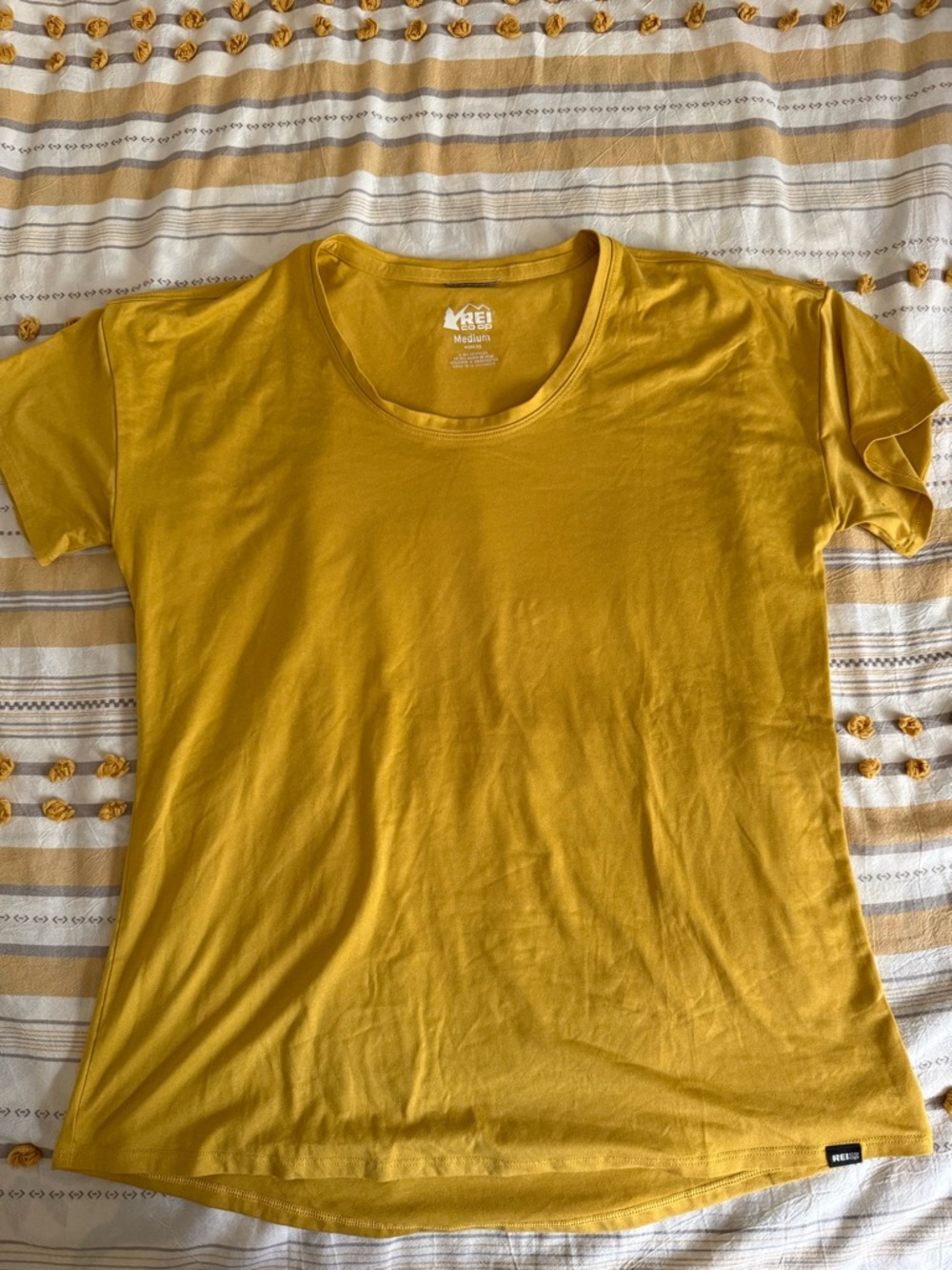 REI Women's Short Sleeve Crewneck active Tee in Mustard